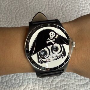 Marc Jacobs Silver and Black Skull Pirate Watch